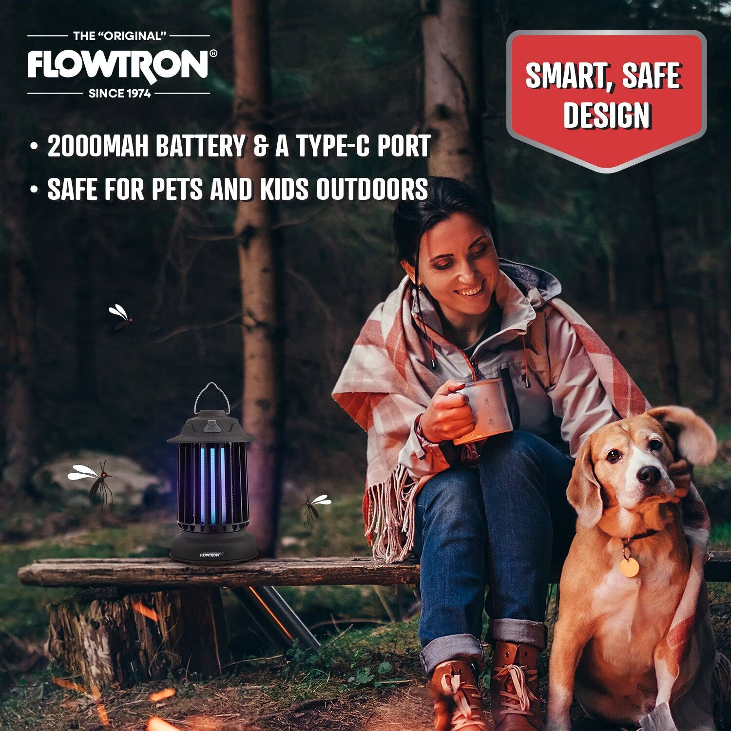 THE "ORIGINAL" FLOWTRON  
SINCE 1974  

- 2000MAH BATTERY & A TYPE-C PORT  
- SAFE FOR PETS AND KIDS OUTDOORS  

SMART, SAFE DESIGN
