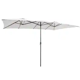 Mondawe - 15 Feet Double-Sized Patio Umbrella with Crank Handle and Vented Tops - Beige
