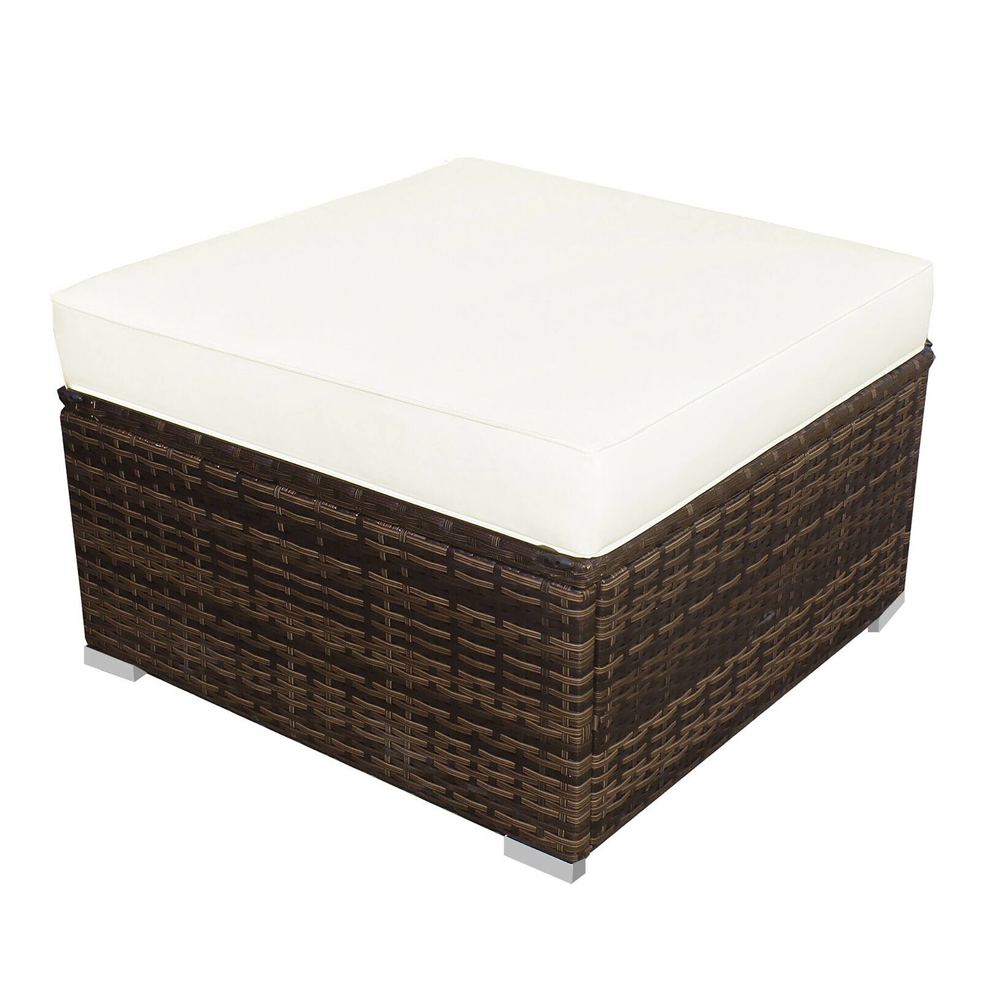 Alt View 9. Costway - 5PCS Patio Rattan Wicker Furniture Set Armless Sofa Ottoman Cushioned Garden - Mixed Brown/White.