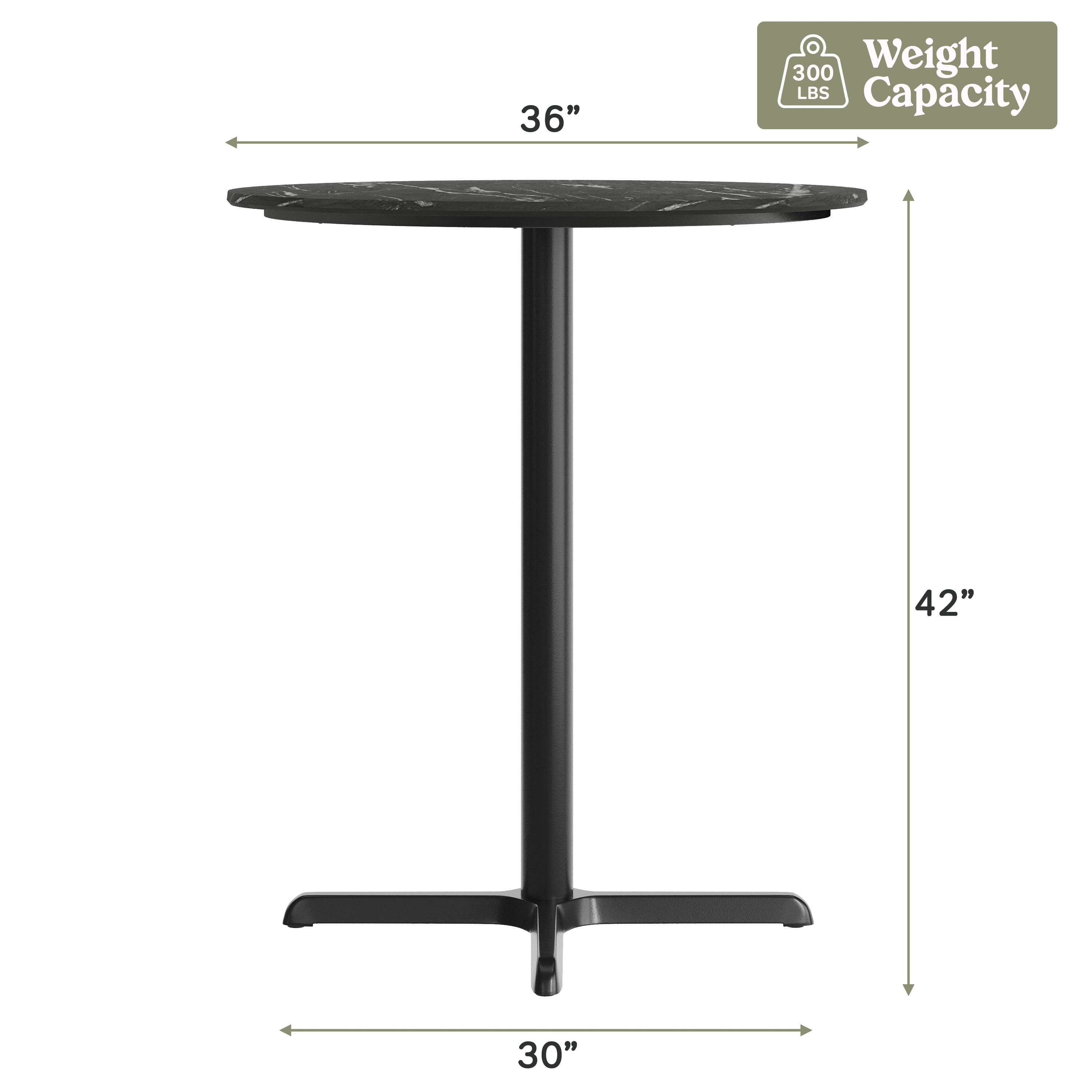 36" Diameter, 42" Height, 30" Base, 300 LBS Capacity