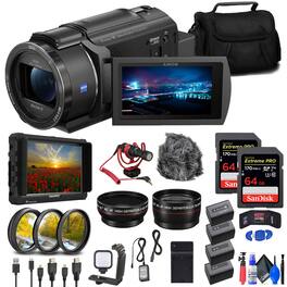 Sony - FDR-AX43 UHD 4K Handycam Camcorder + 4K Monitor + 2 x 64GB Cards + More