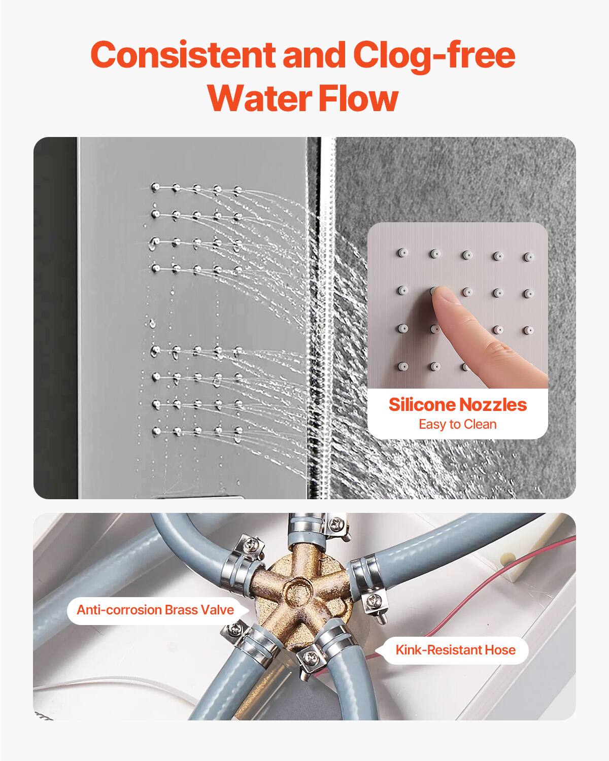 Consistent and Clog-free Water Flow

Silicone Nozzles
Easy to Clean

Anti-corrosion Brass Valve

Kink-Resistant Hose