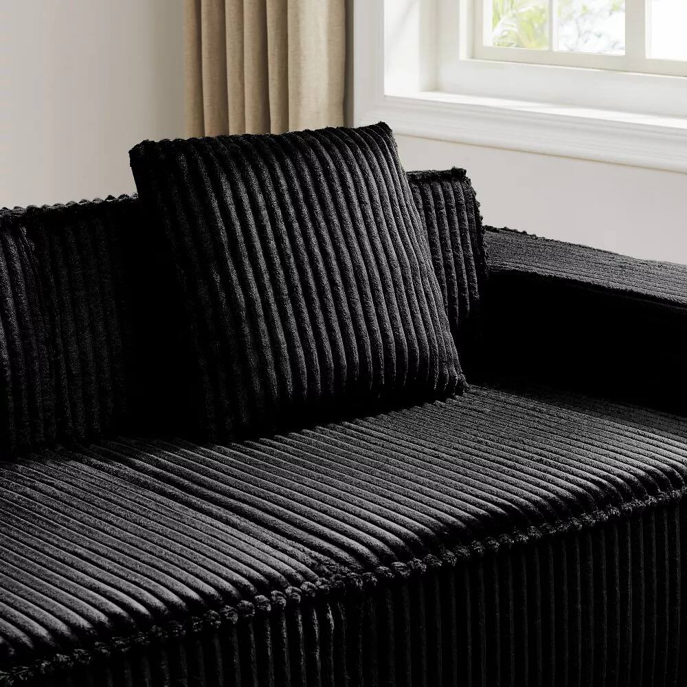 Alt View 4. Meqiodas - Boneless Couch for Living Room, Modular Sectional Sofa with Ottoman, Convertible L Shaped Couch, No Assembly Required - Black.