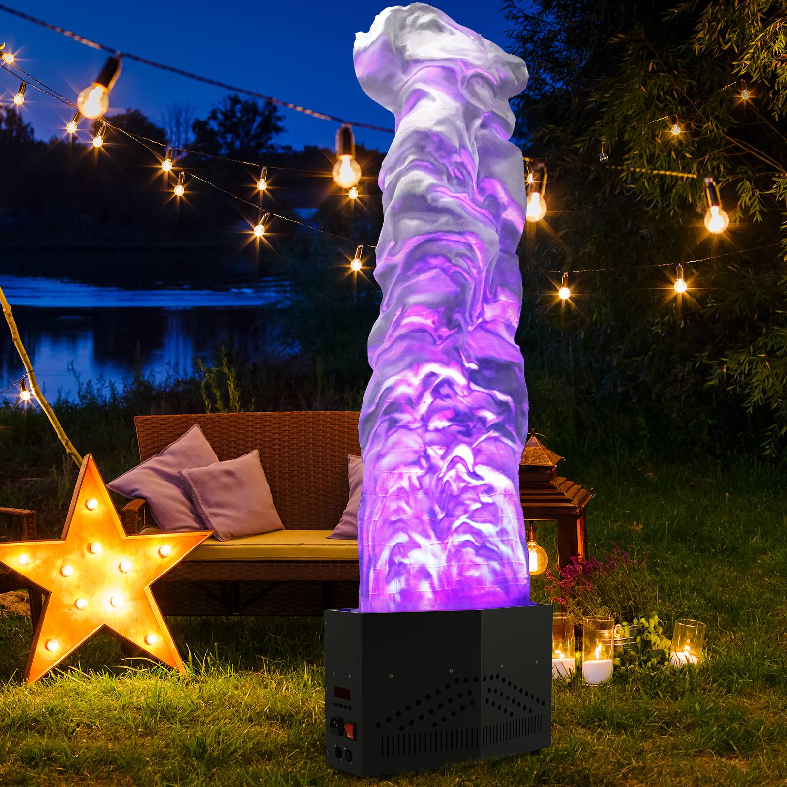 Alt View 2. Topteng - 150W DMX RGB LED Fake Flame Light - 3D Stage Effect Lamp, 4ft Silk Fire, 7 Colors, for DJ Party Wedding Decoration.