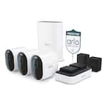 Arlo - Ultra Outdoor Security Camera 4K HDR (3rd Gen, 2025 Release) - Wireless, Rechargeable Battery, Charging Station, 3-Cam - White