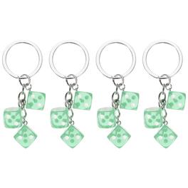 Unique Bargains - 4pcs Lucky Dice Keychain Charm, Resin 3D Cube Mini Dice Keyrings with 3 Pendants for Bag, Wallet, Purse, Car, Phone - Green