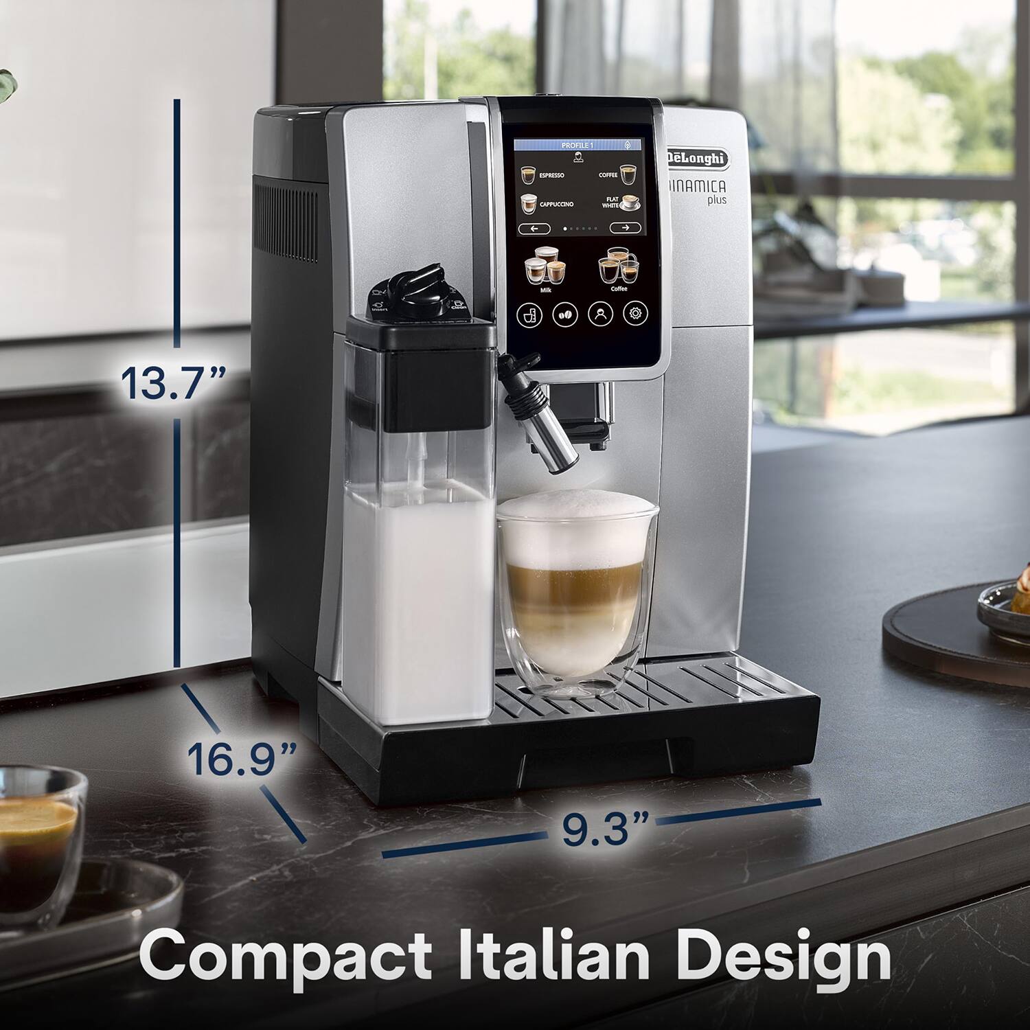 DeLonghi INANICA plus

13.7"  
16.9"  
9.3"

Compact Italian Design