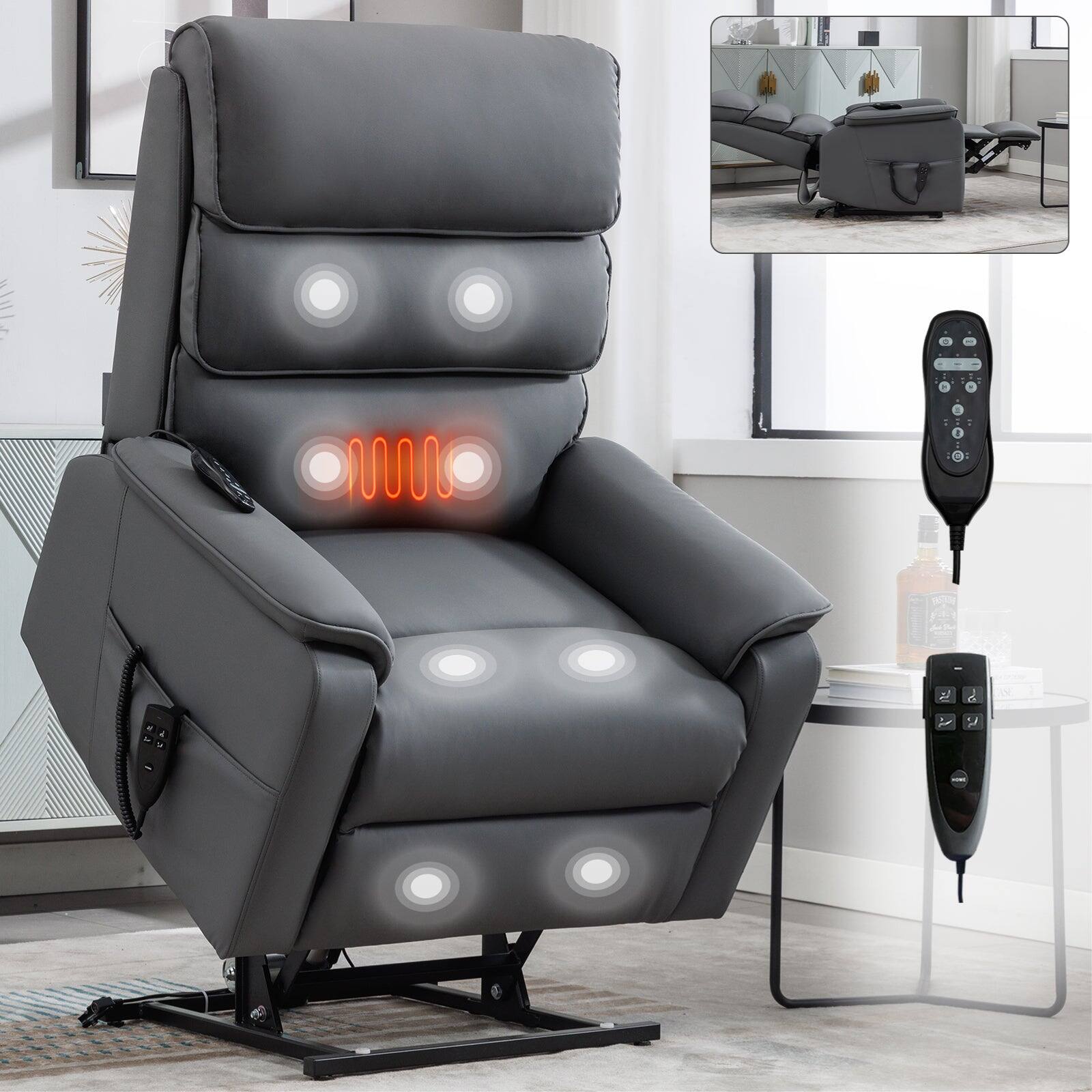 Alt View 1. Boyel Living - Gray Dual Motor Power Lift Recliner Chair with Power Remote Heat Massage and Heavy Duty Motion Mechanism - Brown.