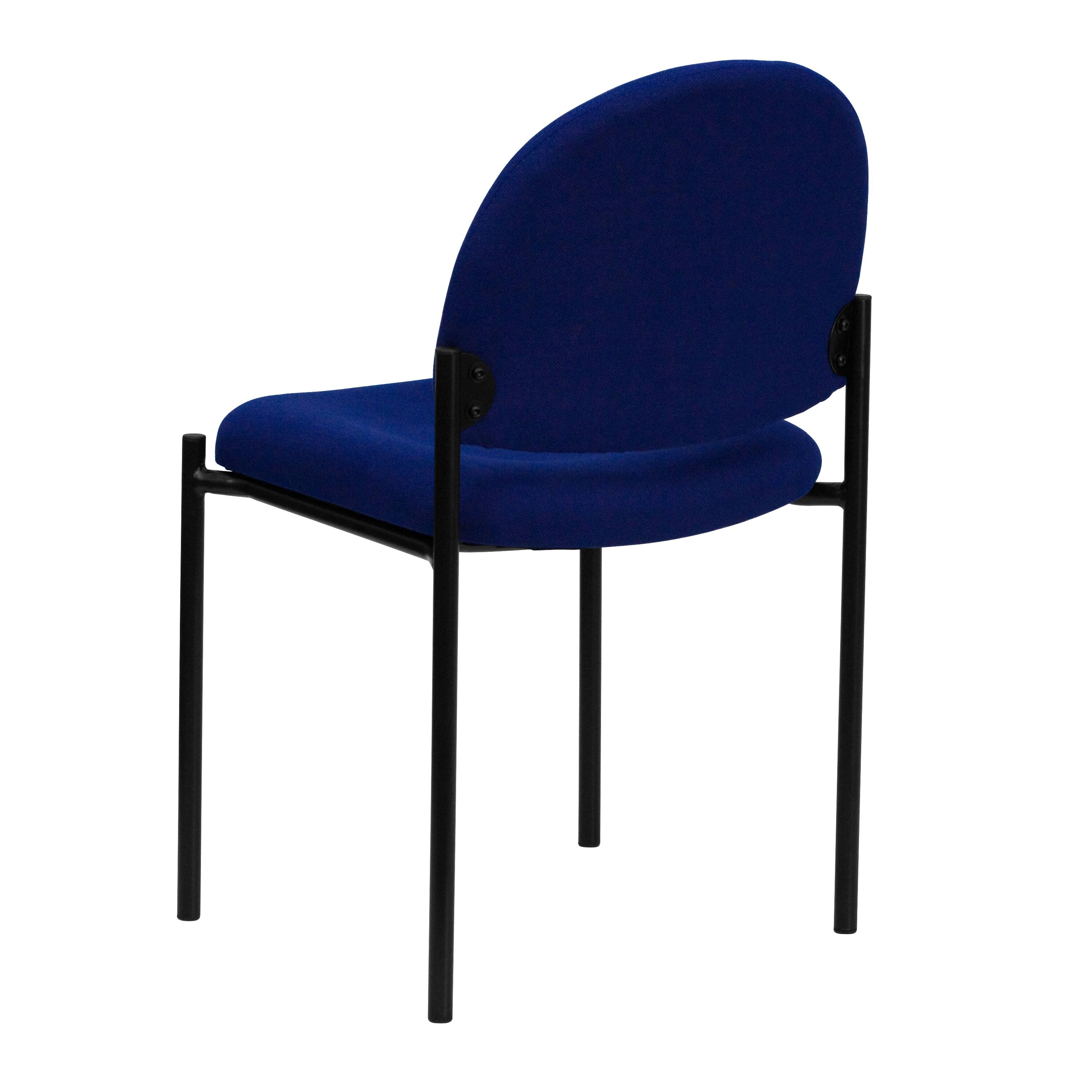 Alt View 2. Emma + Oliver - Comfort Stackable Steel Side Reception Chair - Navy Fabric.