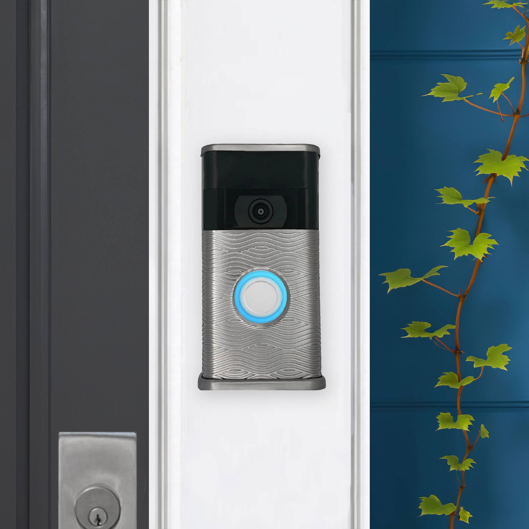 Alt View 3. Michael Healy - Waves Video Doorbell Cover (Ring 2nd Gen) - Nickel Silver.