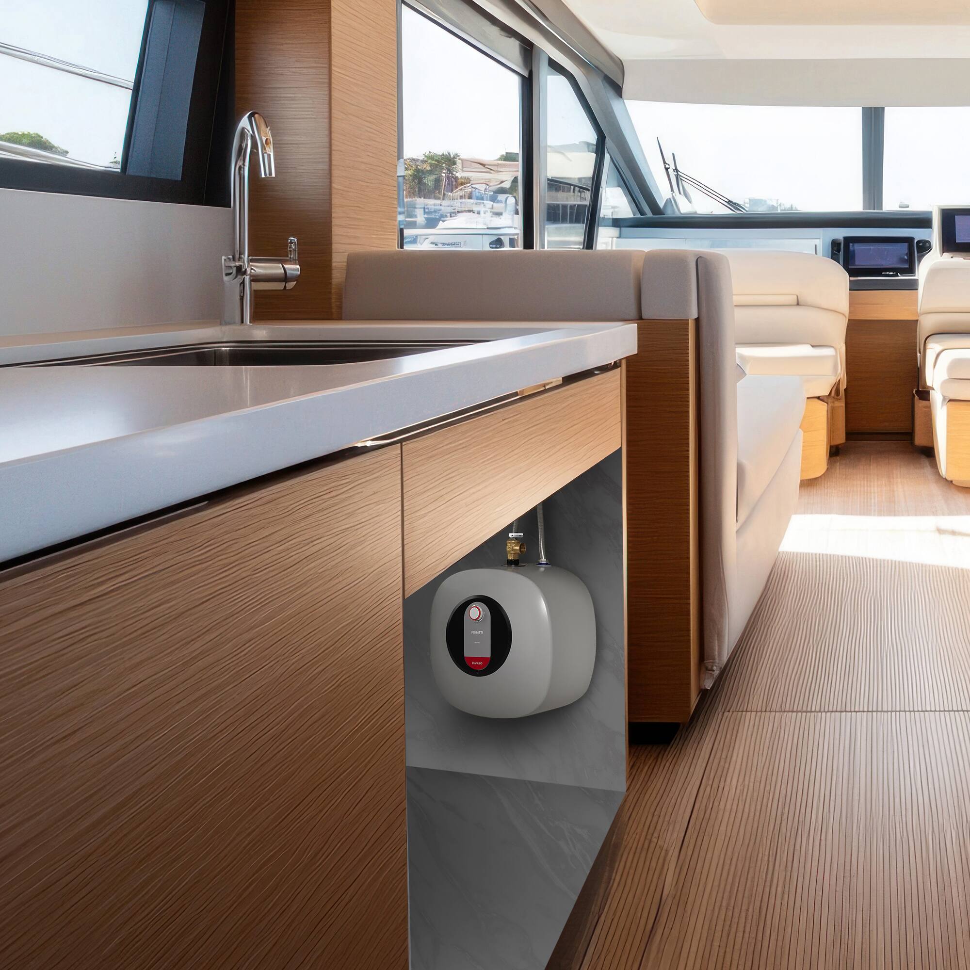 Alt View 4. Fogatti - Fogatti 8 Gallon 1440W Electric Mini Tank Water Heater, Wall/Floor Mount, Gray - Gray.