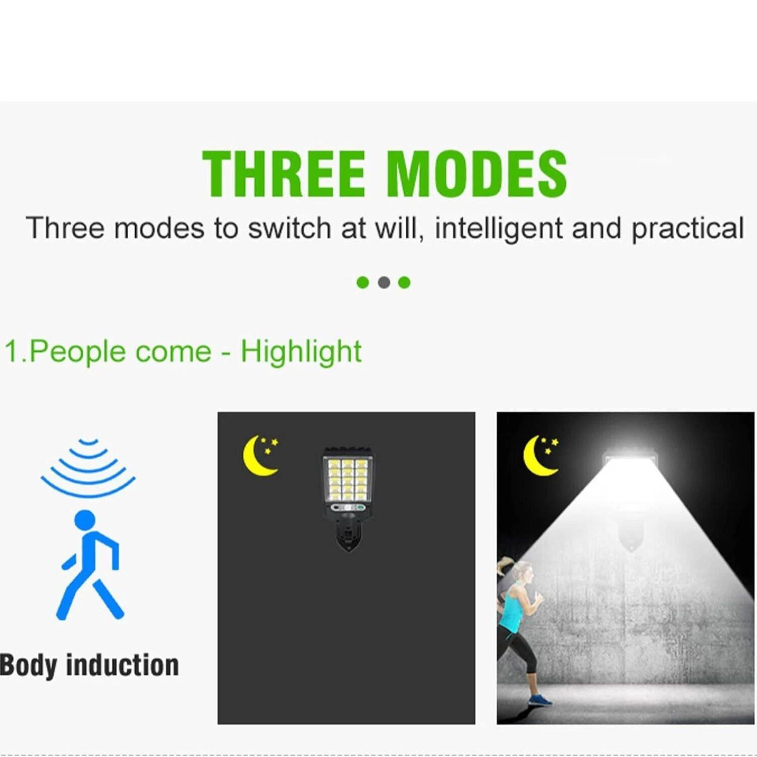 THREE MODES  
Three modes to switch at will, intelligent and practical  

1. People come - Highlight  
Body induction