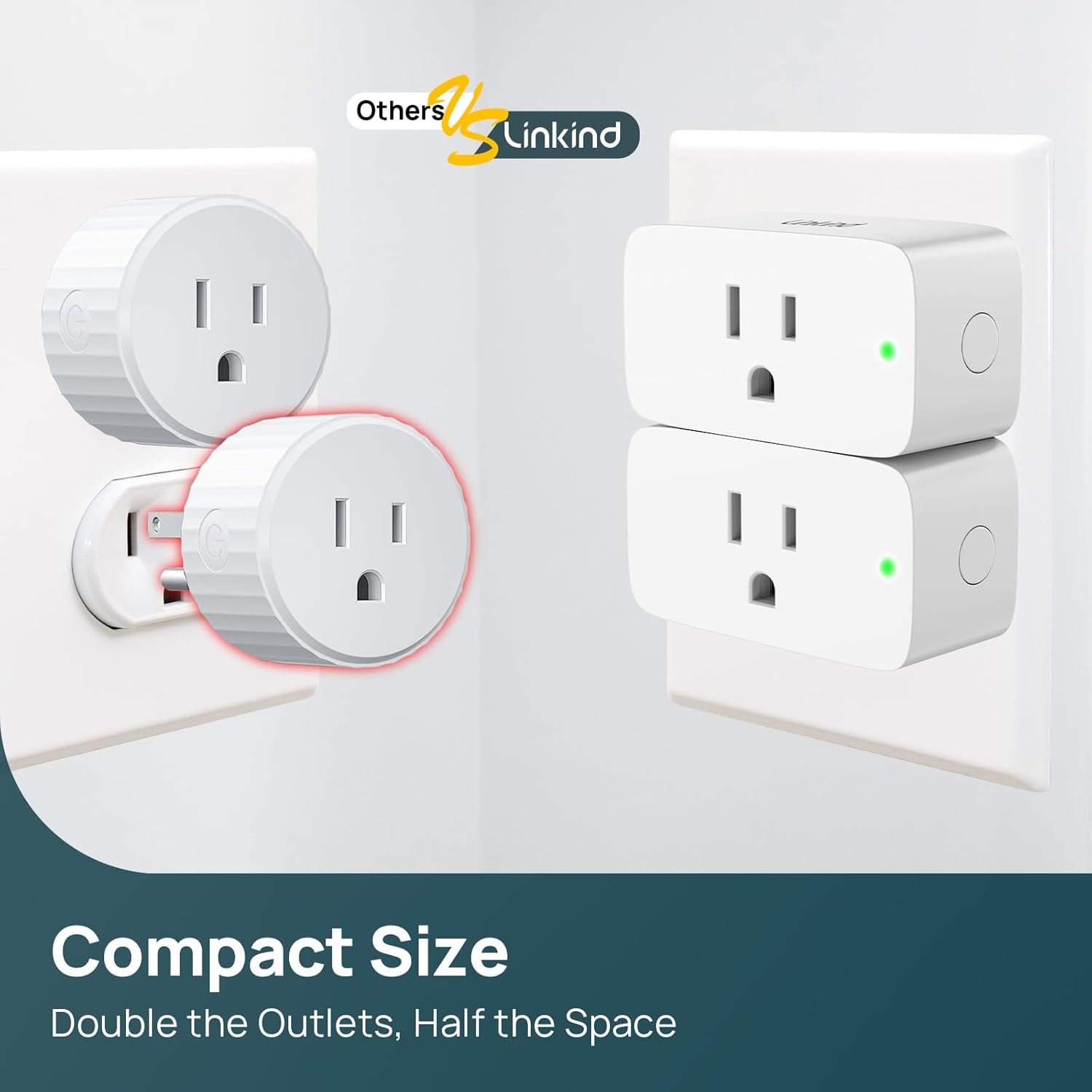 Compact Size  
Double the Outlets, Half the Space  

Others vs Linkind
