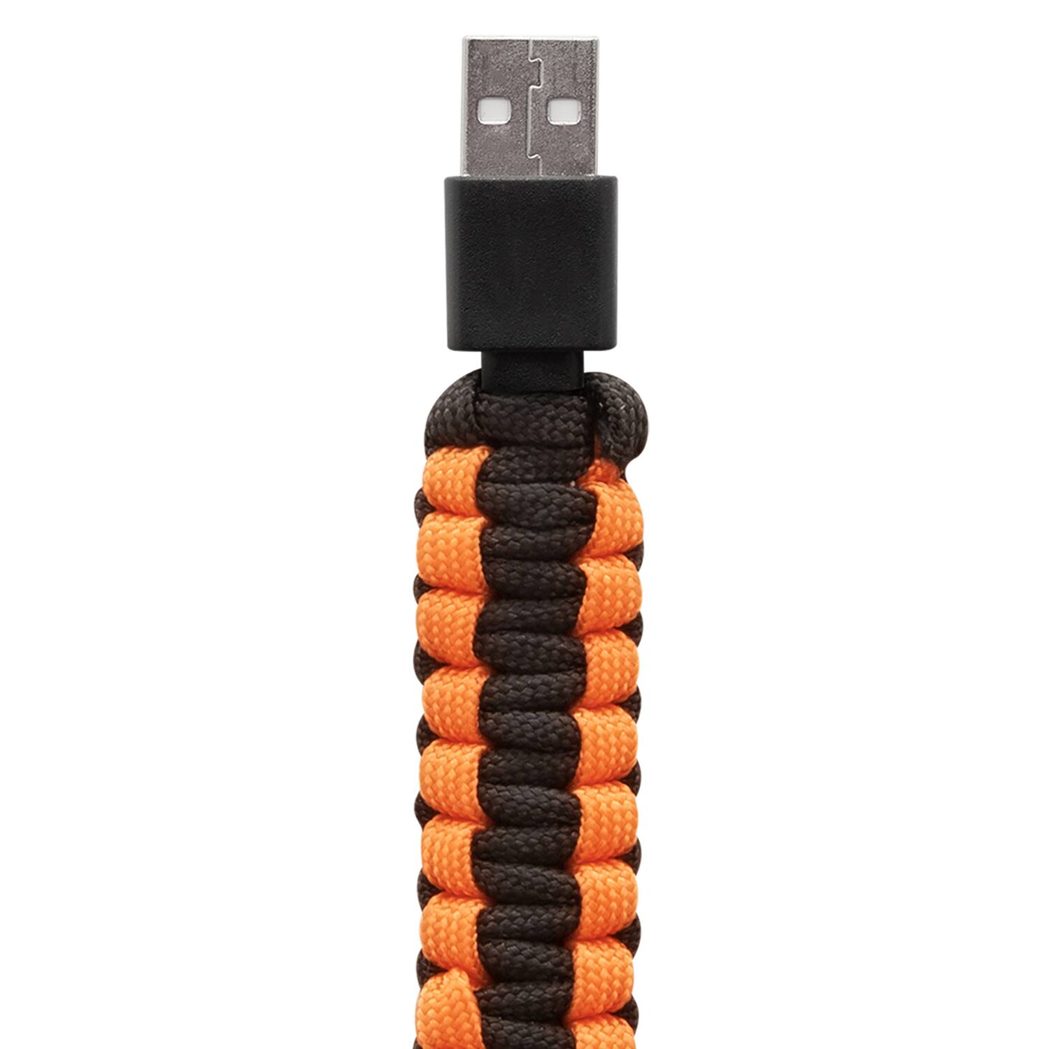 Angle. Helix - Helix Ethltsob Lightning To Usb-a 3.2-ft. Paracord Charge And Sync Cable, Orange And Black - black.