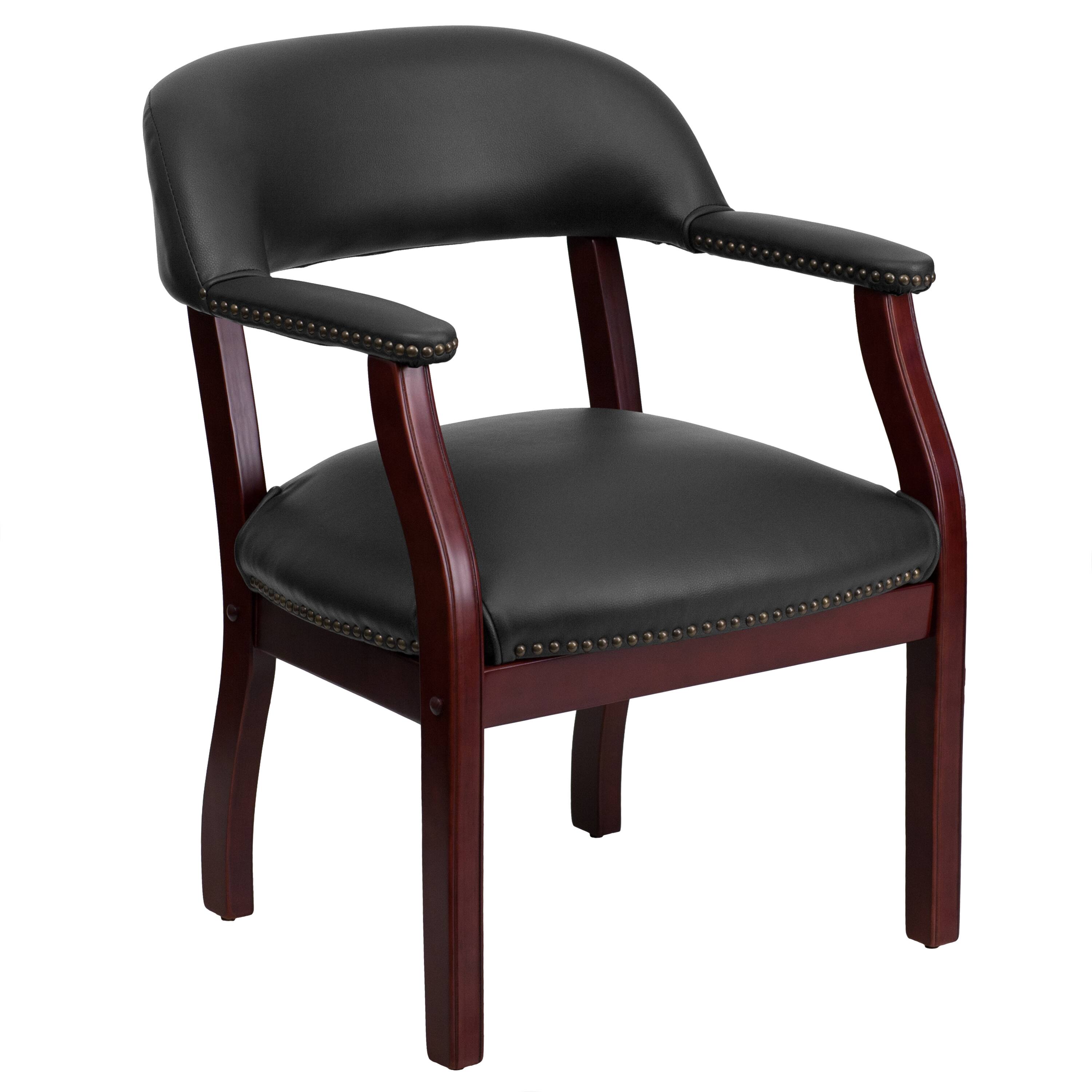 Emma + Oliver - Conference Chair with Accent Nail Trim - Black Vinyl