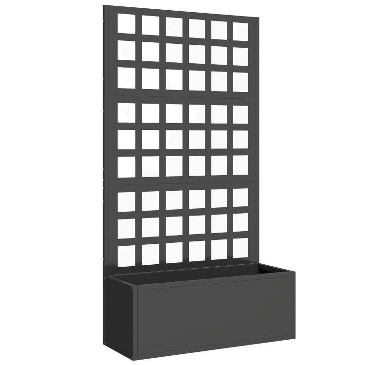 Alt View 10. PULUZ - Galvanized Raised Garden Bed Planter Box with Trellis for Climbing Plants, Vegetable, Vines - Black.