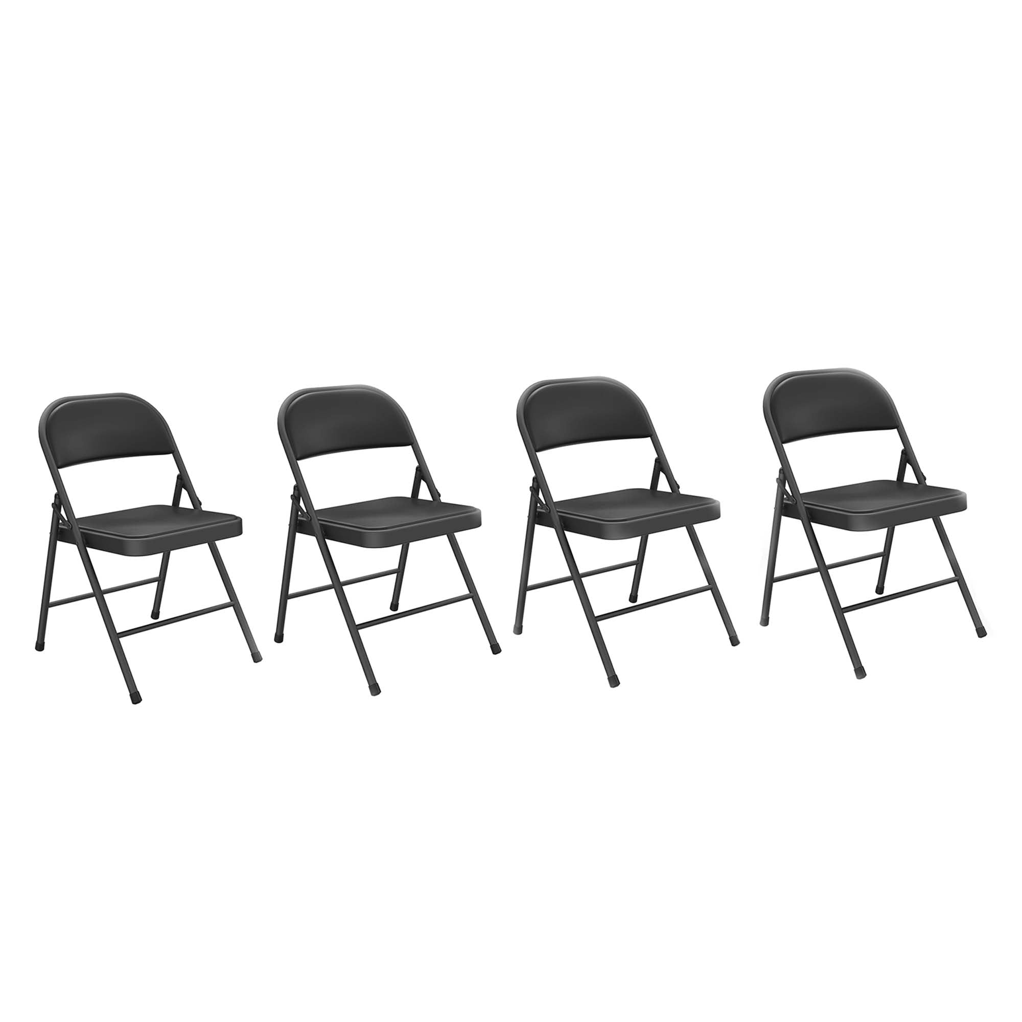 Front. Boyel Living - Black Folding Outdoor Chairs 4-Pack Vinyl Padded Metal Frame - Black.
