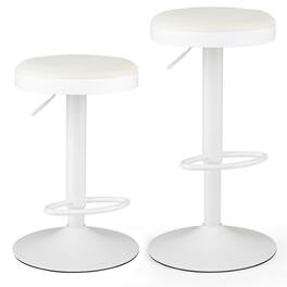 Costway - Bar Stools Set of 2, Kitchen Bar Stools with Height Adjustment, Swivel Function - White