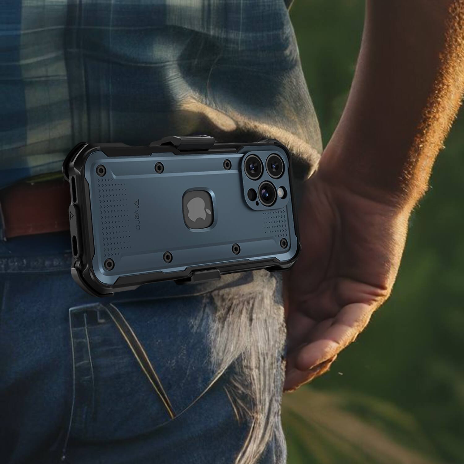 Alt View 4. Vena - vArmor for Apple iPhone 16 Pro Case, Rugged Case Compatible With Magsafe, Military Grade Armor Kickstand Holster - Blue - Blue.