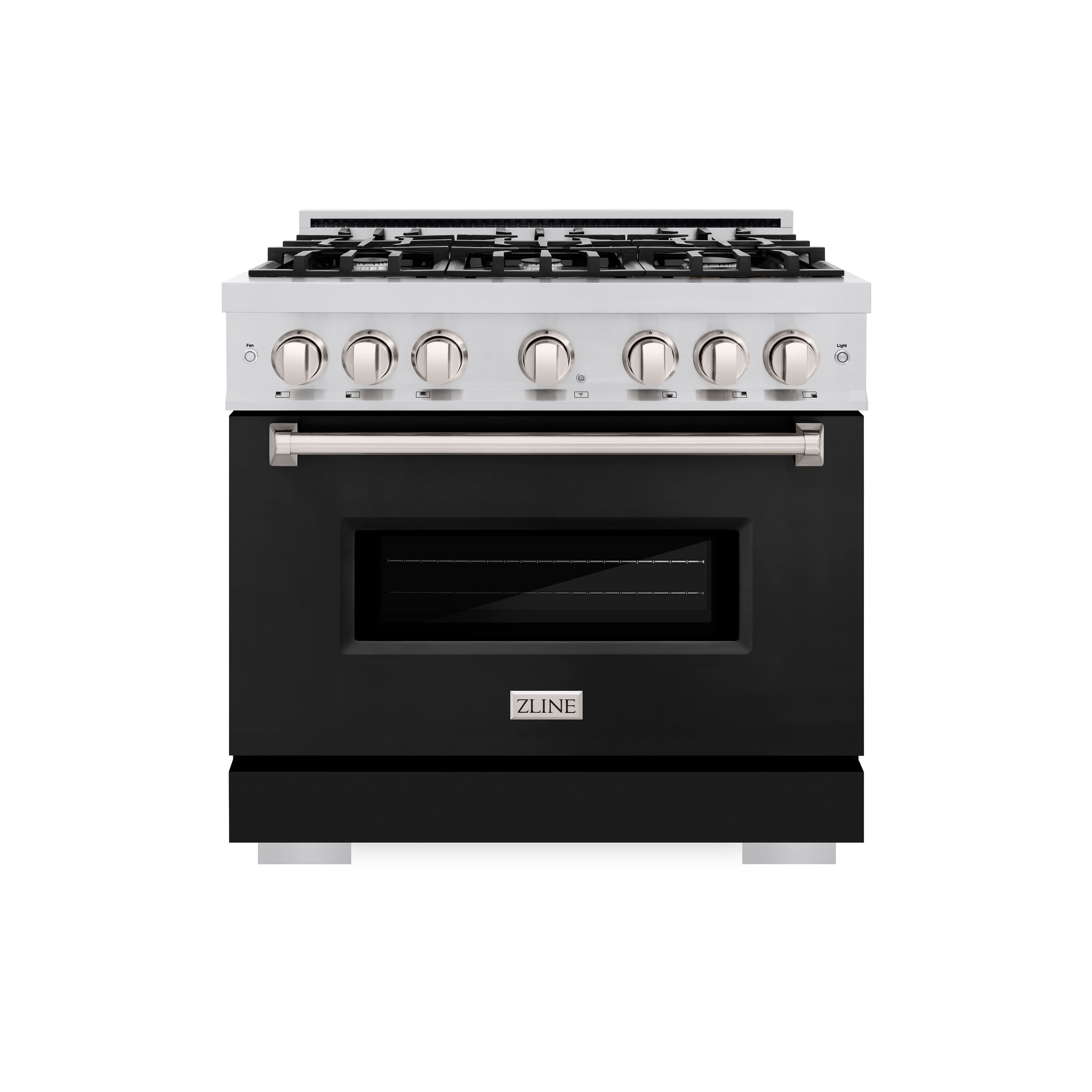 ZLINE - 36" Classic Dual Fuel Range with 6 Burners and Convection Oven (CDR-BLM-36) - Satin Stainless Steel/Blue Gloss - Front_Zoom
