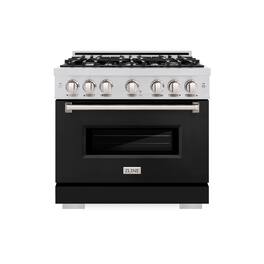 ZLINE - 36" Classic Dual Fuel Range with 6 Burners and Convection Oven (CDR-BLM-36) - Satin Stainless Steel/Blue Gloss