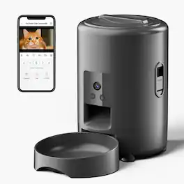 Cluzine - Smart Automatic Interactive Pet Feeder with Real-Time Camera, Two-Way Audio, 2L Capacity for Dogs & Cats - Black