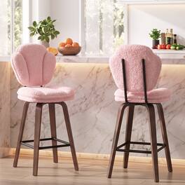 Pinmoco - Counter Height Bar Stools with Backs, Modern Island Chairs with Cushioned Seat and Ergonomic Backrest - Pink