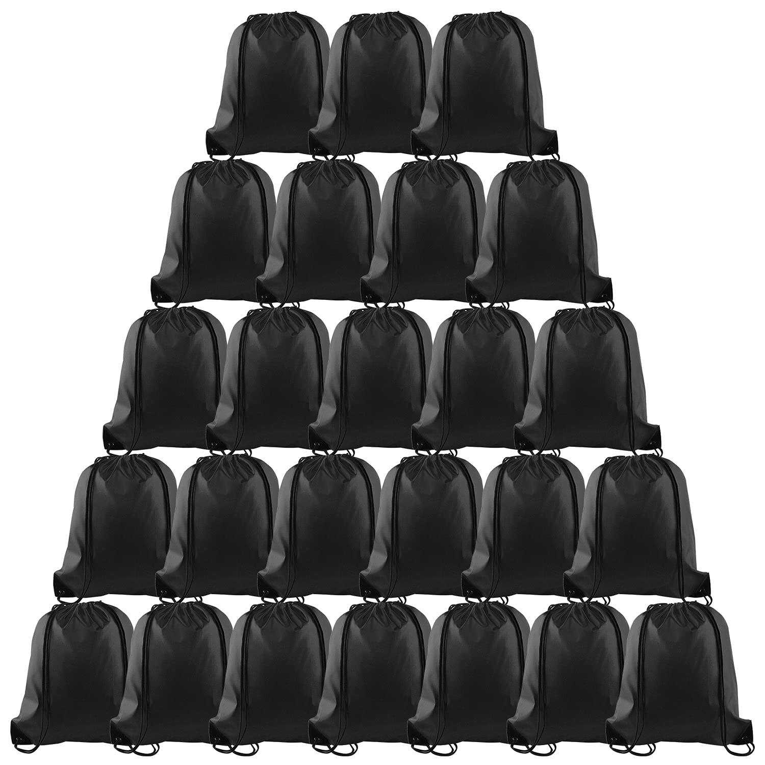 Stamp n Camp 6 Drawstring Bags Bulk Black Backpack String Cinch Sack ...