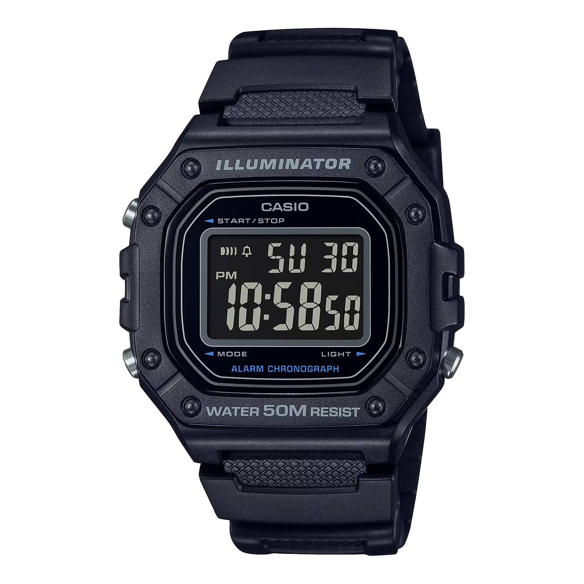 Casio - Men's Water-Resistant Digital Watch with Dial - W-218H-1BVCF - Black