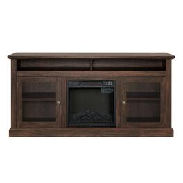 Boyel Living - Contemporary TV Media Stand Modern Entertainment Console with 18" Fireplace Insert for TV Up to 65" - Brown