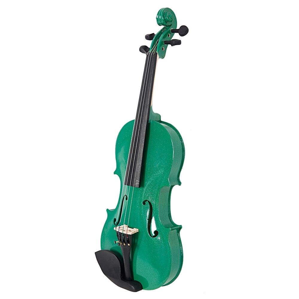 Alt View 1. Home Collection - 4/4 Size Student Acoustic Violin Fiddle with Case, Bow, and Rosin - Green - Green.