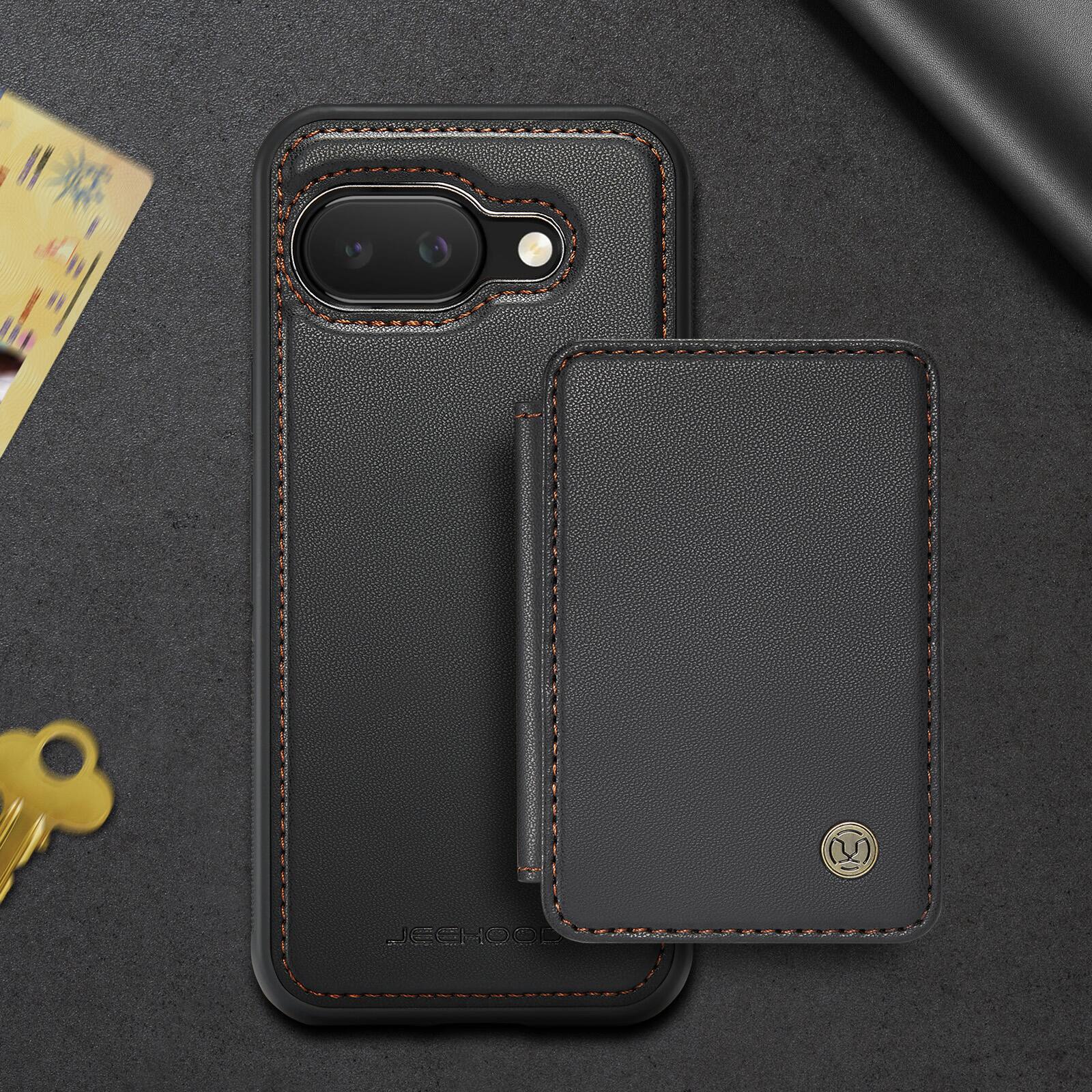 Alt View 6. Dteck - 2-in-1 Wallet Case for Google Pixel 10a with Magnetic Card Holder, RFID PU Leather Flip Folio Kickstand Cover - Black.