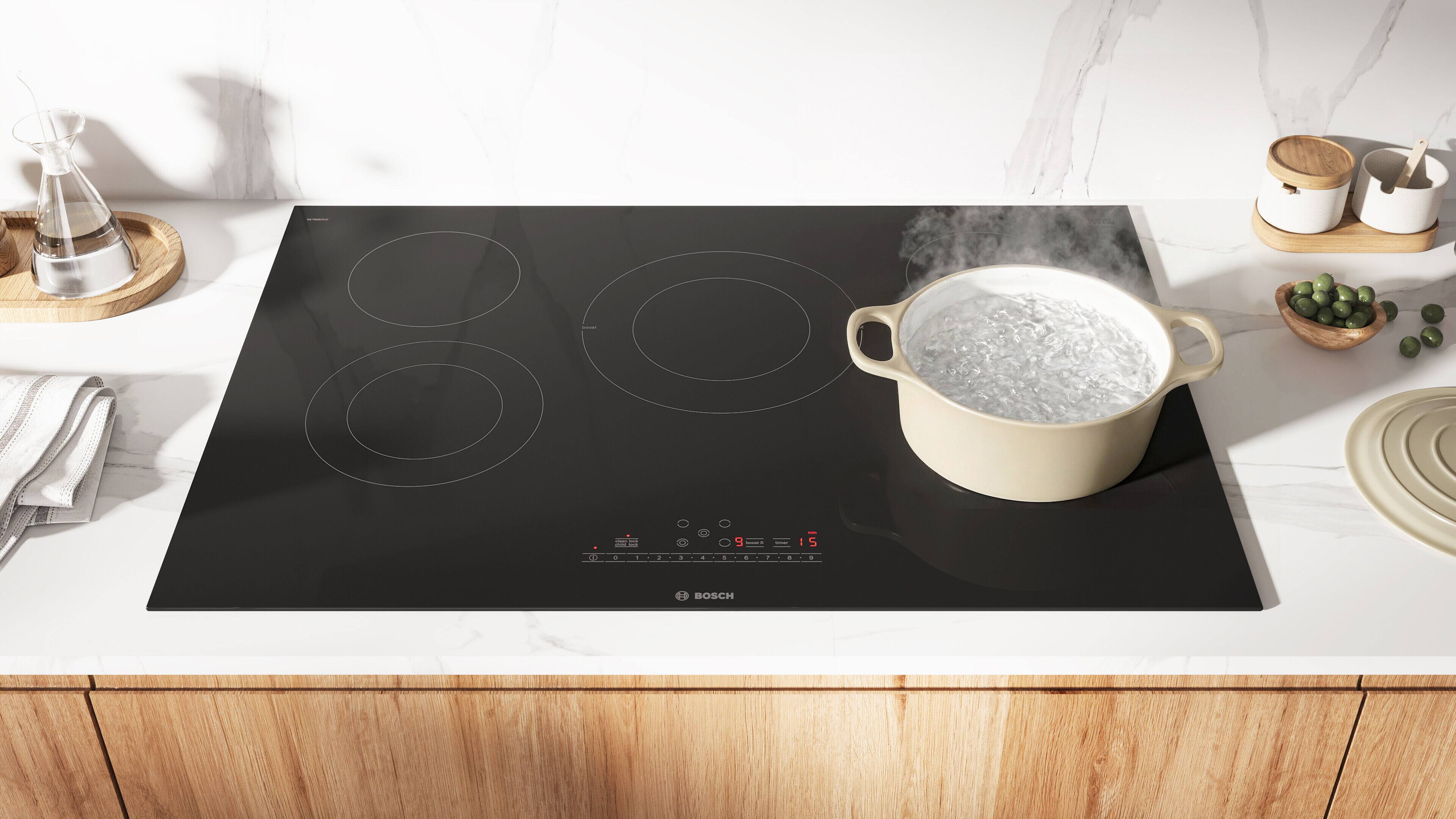 Alt View 3. Bosch - 800 Series 30 In. Wide Built-In Electric Cooktop with 5 elements and SpeedBoost - Black.