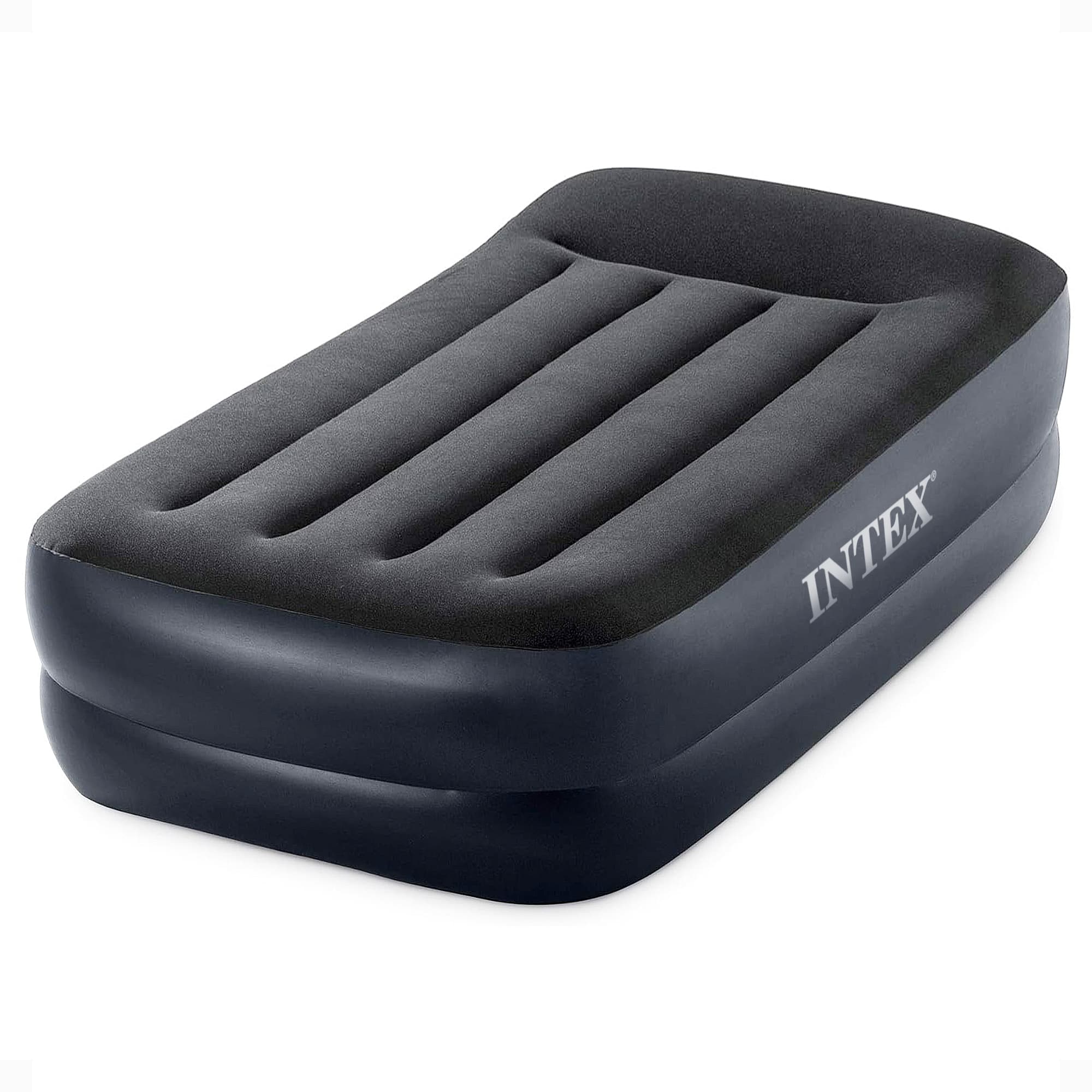 Intex - Dura Beam Plus Pillow Raised Airbed Mattress with Built in Pump, Twin - Black