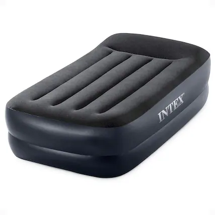 Front. Intex - Intex Dura Beam Plus Pillow Raised Airbed Mattress with Built in Pump, Twin - Black.