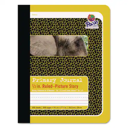 Name:
Pacon Creative Products
Let Your Imagination Shine
Primary Journal
1/2 in. Ruled-Picture Story
Ruling Conforms to: D'Nealian Gr. 1, 2, 3 and Zaner-Bloser Gr. 2, 3
100 sheets | 200 pages
3/4 in. x 7 1/2 in. | 24.7 cm x 19 cm