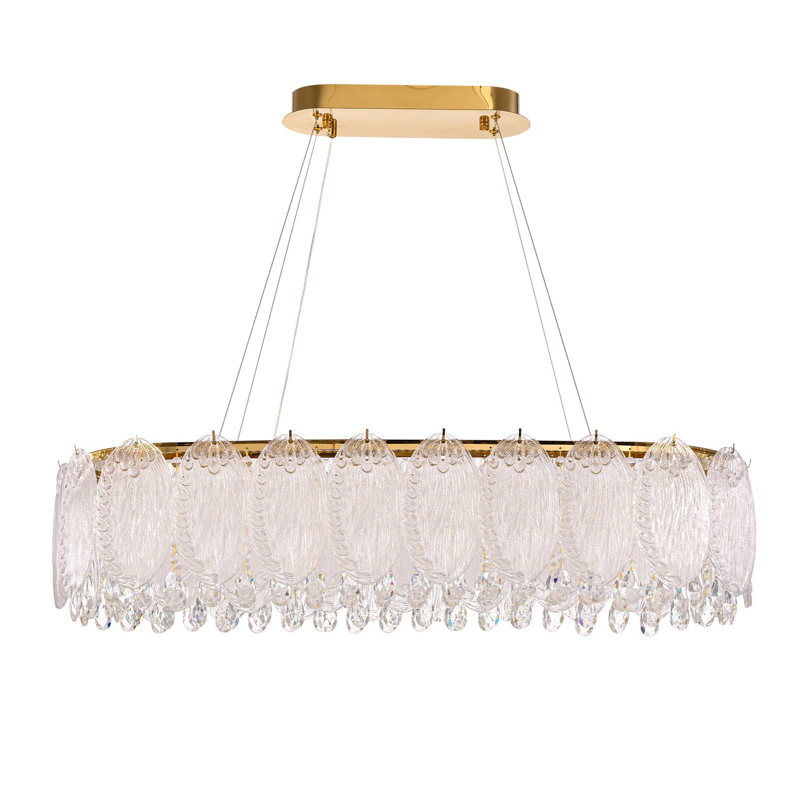 Alt View 1. Siljoy - 37.5-inch  French Country Chandelier Gold Brass K9 Crystal Vintage Farmhouse Linear Pendant for Dining Kitchen Bedroom - Black.