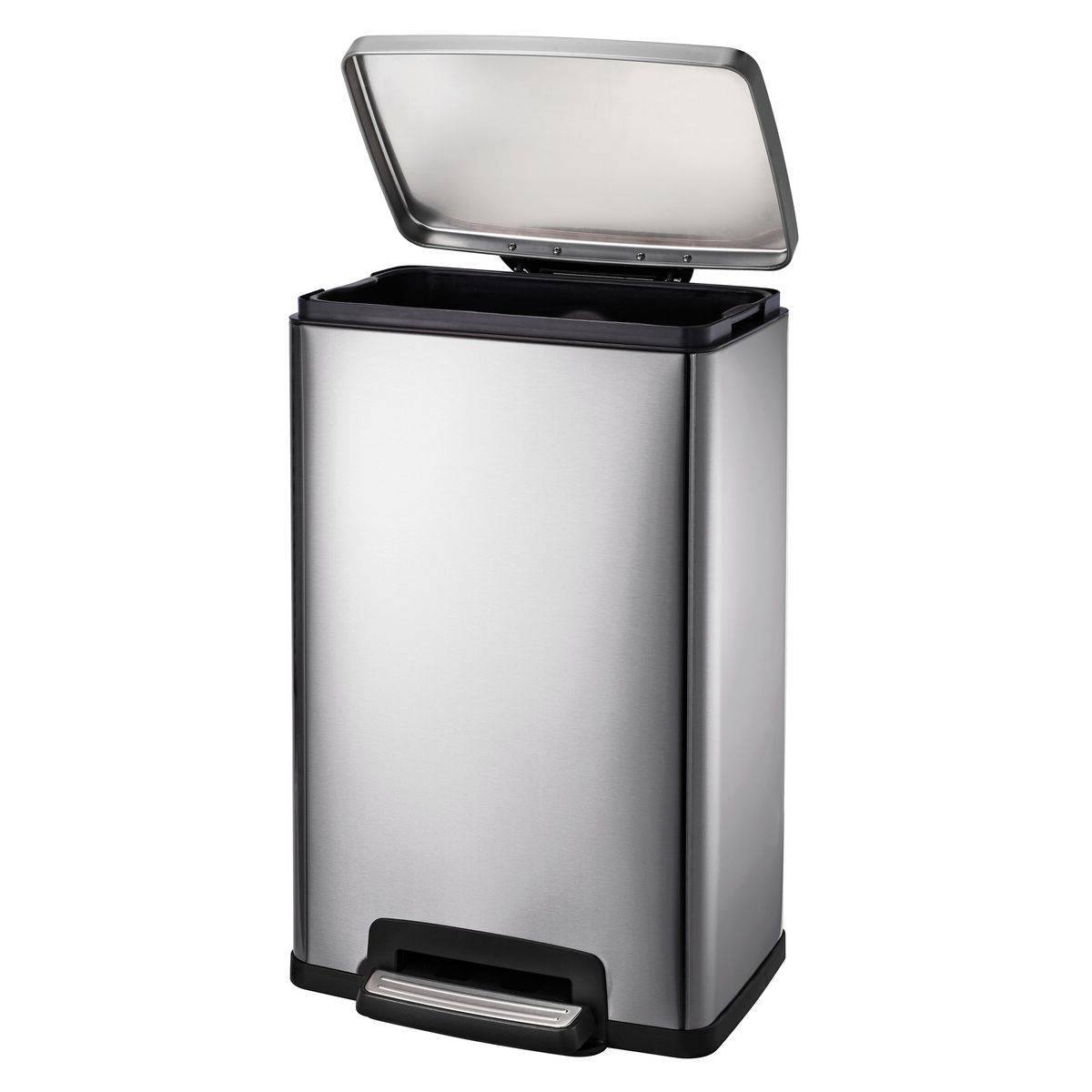 Angle. Hivvago - 13-Gallon Kitchen Trash Can with Step Lid in Stainless Steel Finish - Silver Finish.