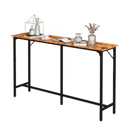 Winado - 43"-71" Wooden Top Bar Long Counter Height Pub Table with Robust Metal Frame and Easy-Clean Surface Scratch for Bar - Brown-63"x39"x15"