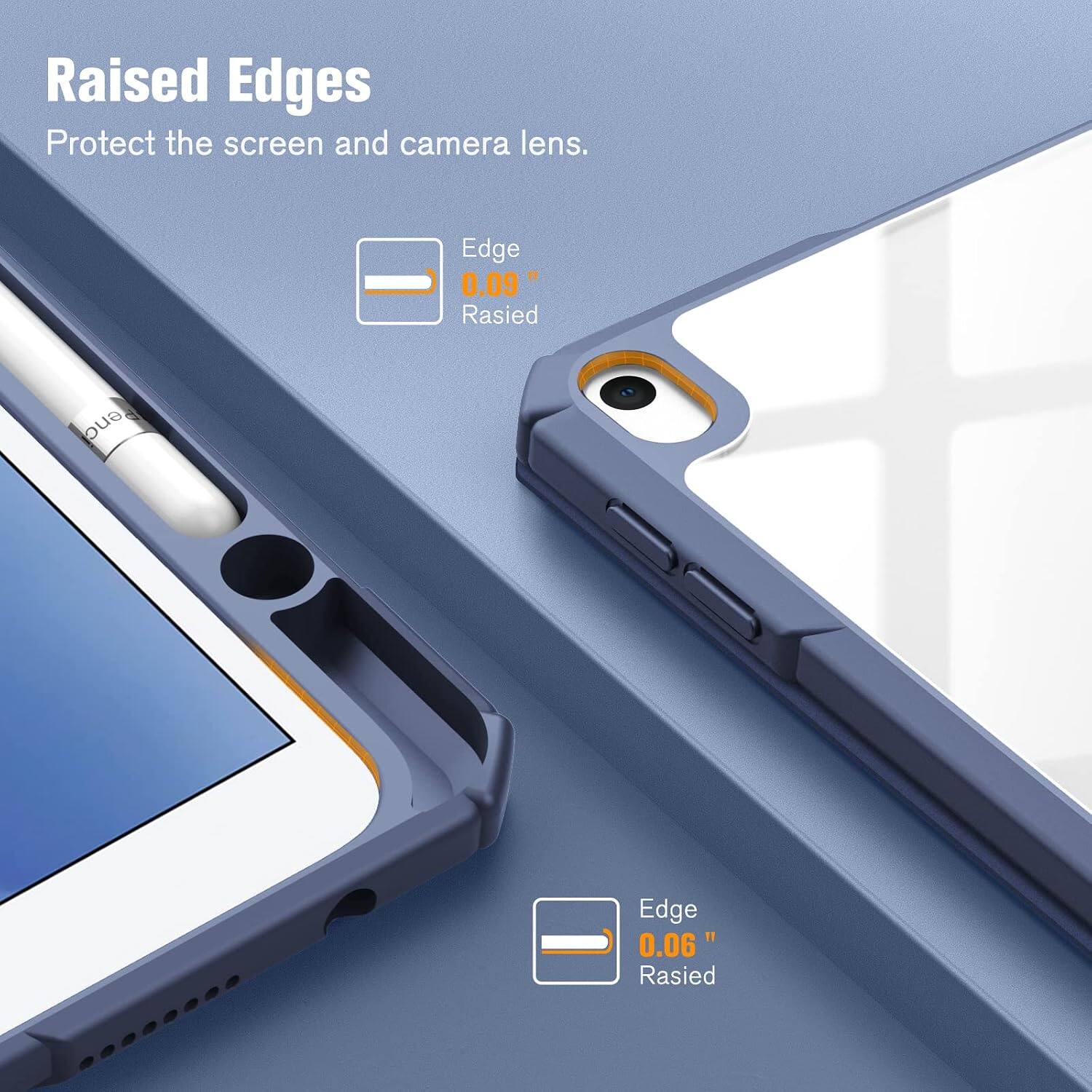 Raised Edges Protect the screen and camera lens.

Edge 0.09" Raised

Edge 0.06" Raised
