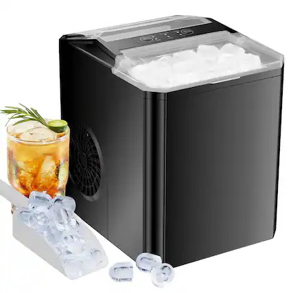 Front. Bestier - Bestier Countertop Ice Maker – 9 Cubes in 6 Mins, 26 lbs/24Hrs,Portable Ice Machine Self-Cleaning - Black.