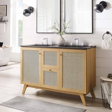 Front. Modway - Soma Bathroom Vanity with Black Basin Included by Modway - Oak Black.
