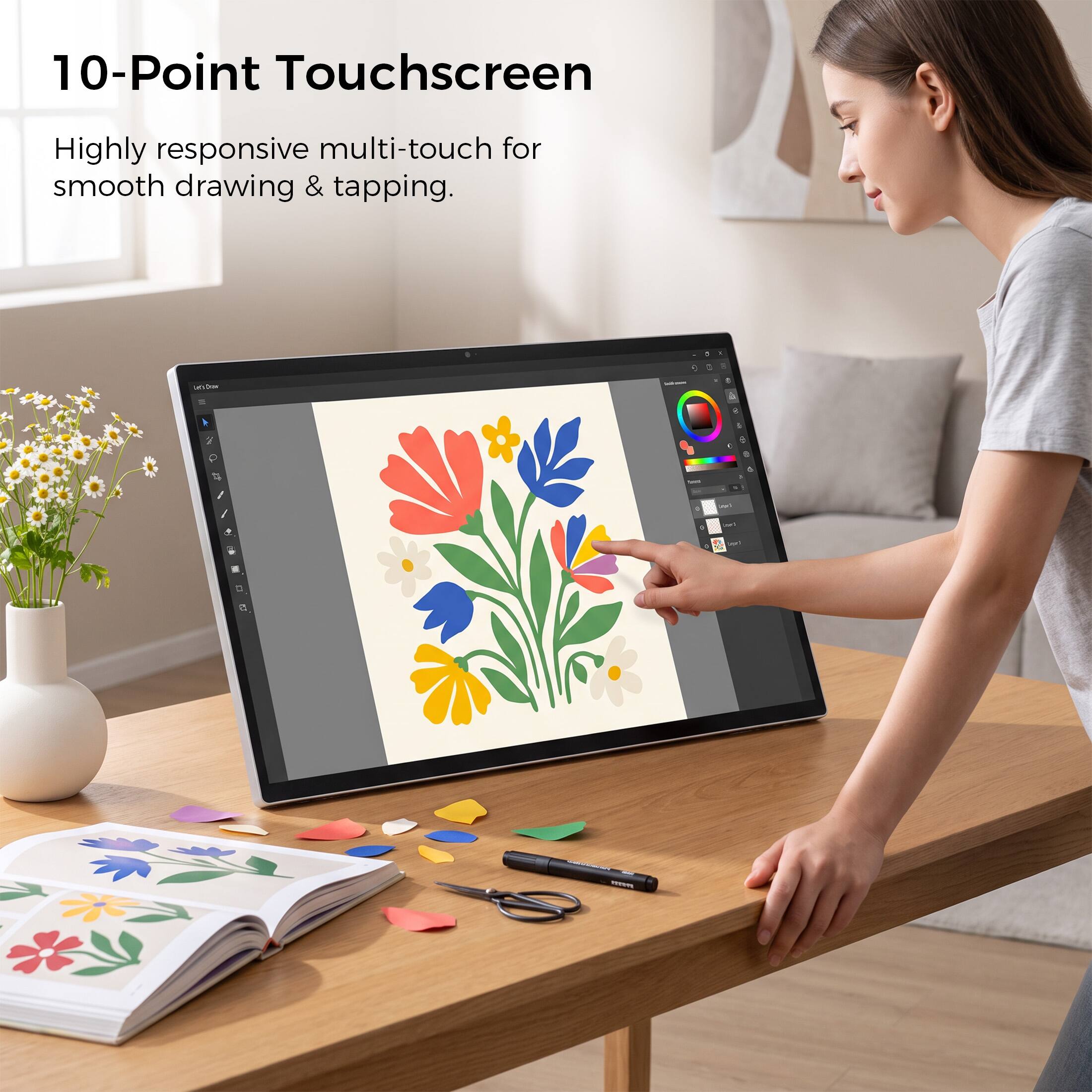 10-Point Touchscreen  
Highly responsive multi-touch for smooth drawing & tapping.