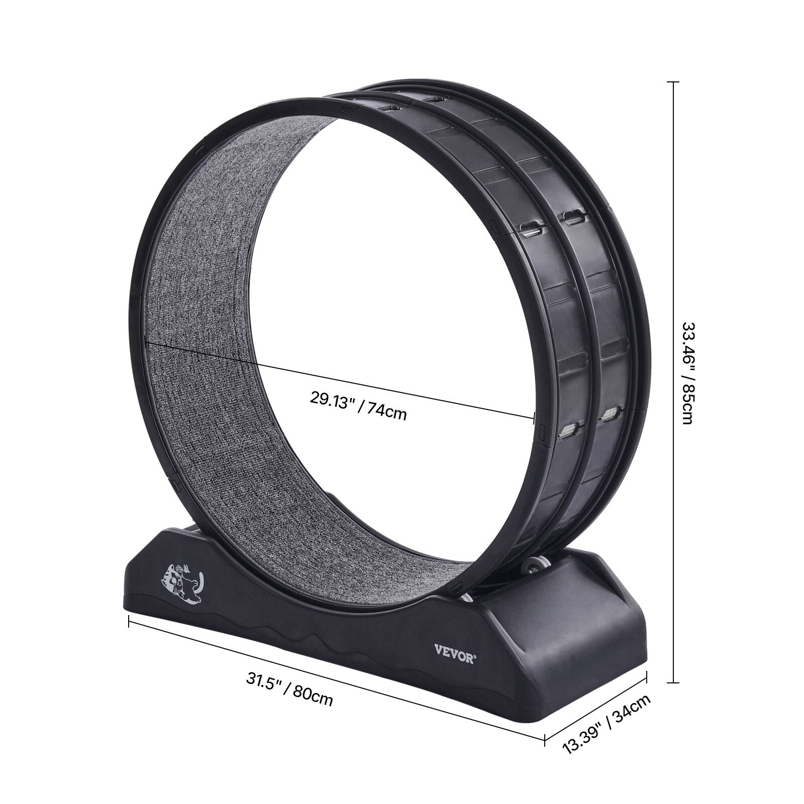 29.13" / 74cm  
33.46" / 85cm  
31.5" / 80cm  
13.39" / 34cm