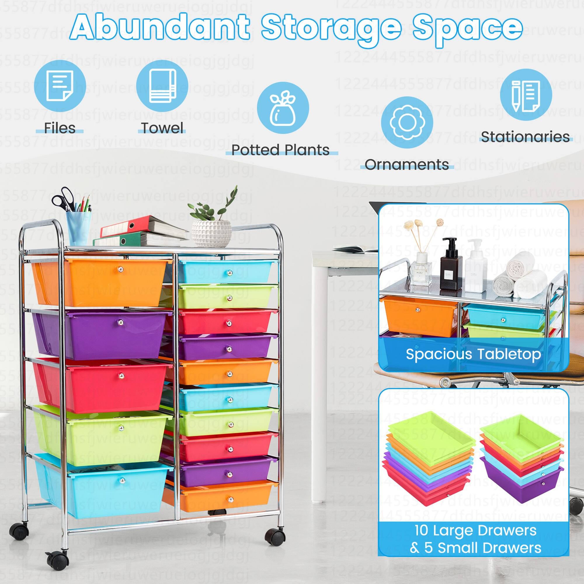 Abundant Storage Space: 10 Large Drawers & 5 Small Drawers