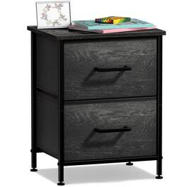 Sorbus - Nightstand with 2 Drawers - Steel Frame, Wood Top &Fabric Bins -Home, Bedroom, Office &College Dorm, Kids Bedside - Rustic black