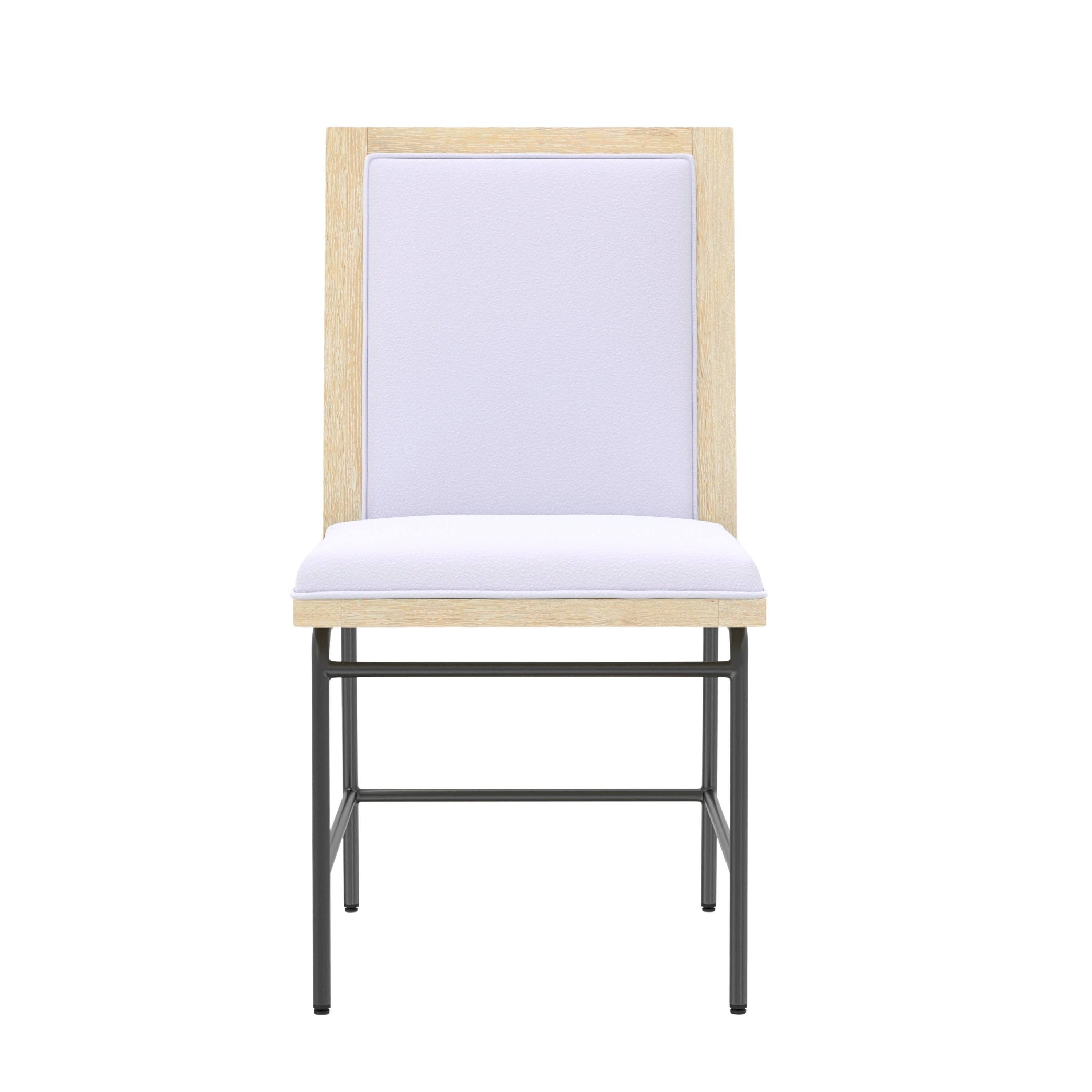 Angle. Manhattan Lane - Lony Dining Side Chair Set of 2, Gray Seat n Back, Black Metal Frame - Driftwood Brown, Gray, Metal.