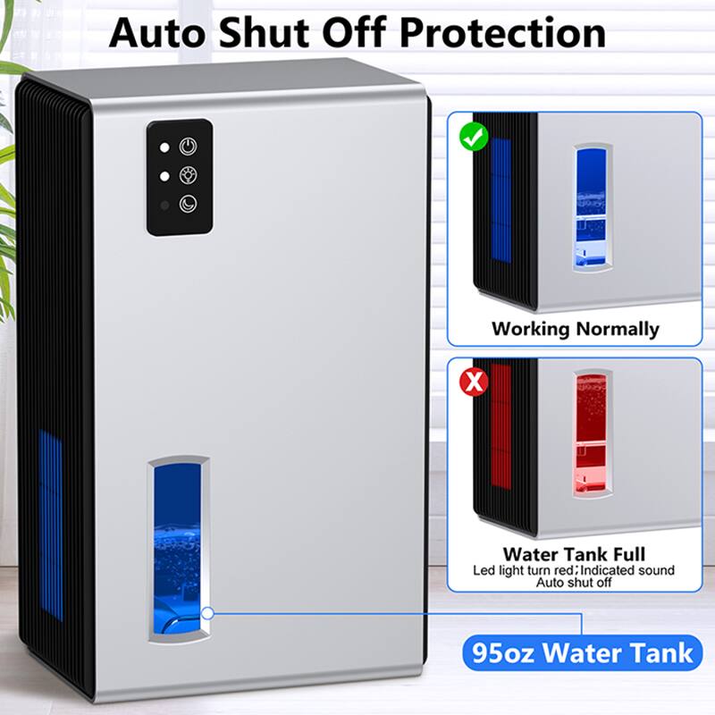 Auto Shut Off Protection

- Working Normally
- Water Tank Full
  - Led light turn red; Indicated sound
  - Auto shut off

95oz Water Tank