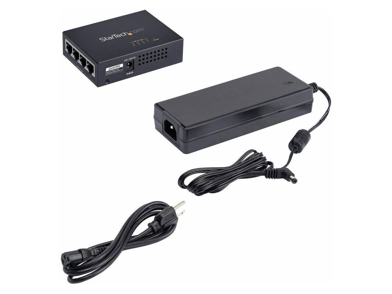 Alt View 2. StarTech.com - StarTech 4-Port Gigabit PoE+ Injector, Midspan Hub, 54V/30W - 802.3at/802.3af | POEINJ4G-US.