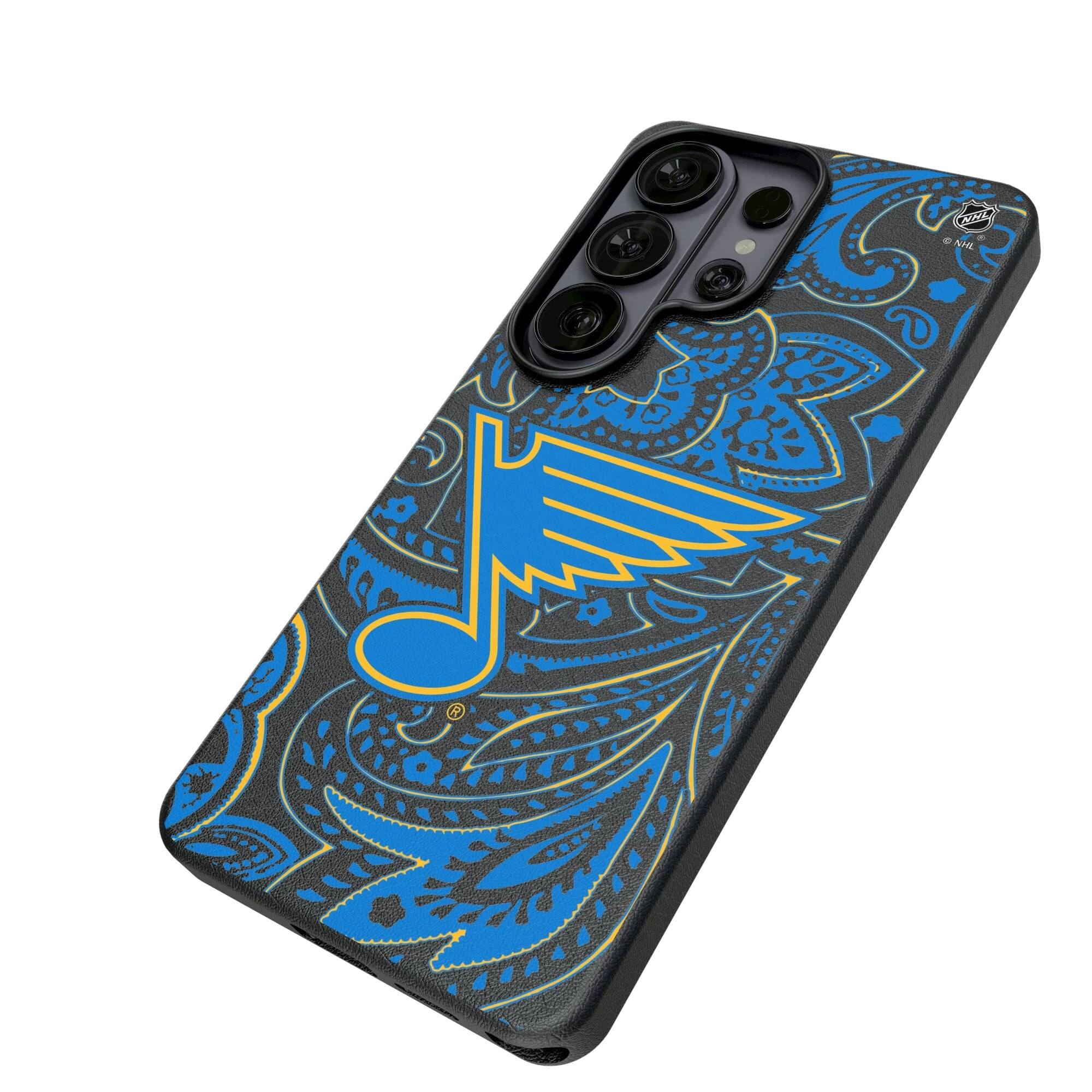 Alt View 1. Keyscaper - St. Louis Blues Paisley Galaxy Magnetic Bump Case - S24 - Black.